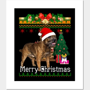 Ugly Christmas Sweater BORDER TERRIERS Posters and Art